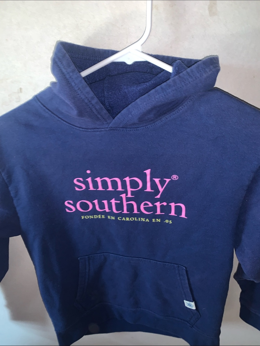 Simply Southern Navy Pullover Hoodie with Pink Logo